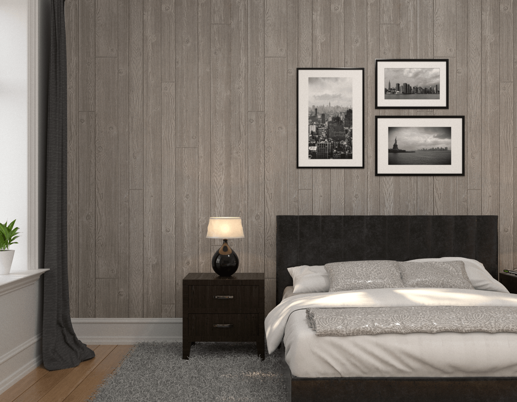 Bedroom Wood Gray Homesteader