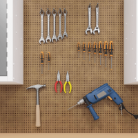 Plain Brown Perforated Pegboard in Garage