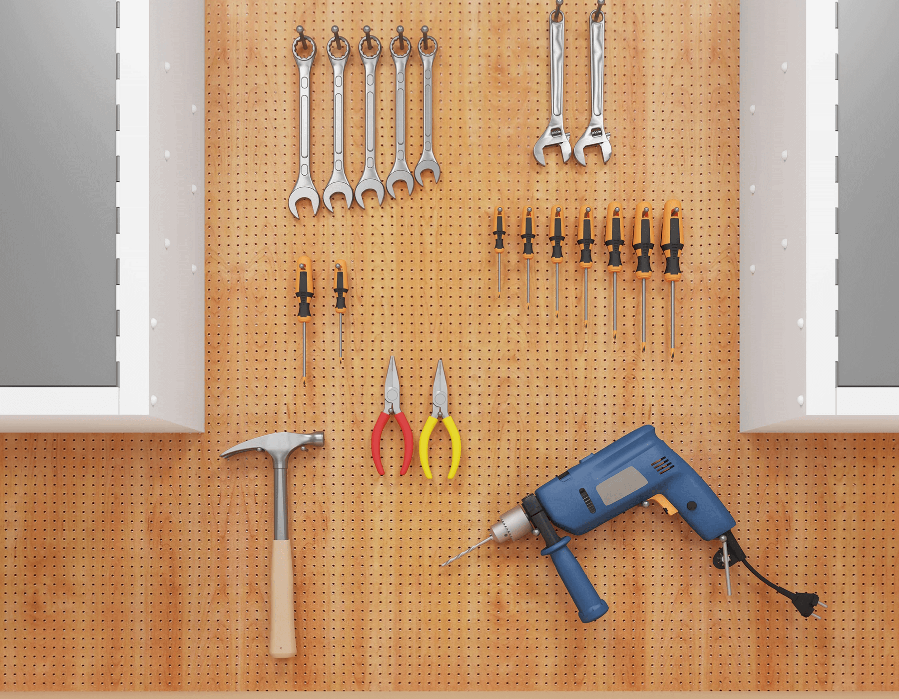 Windsor Cherry Pegboard in Garage