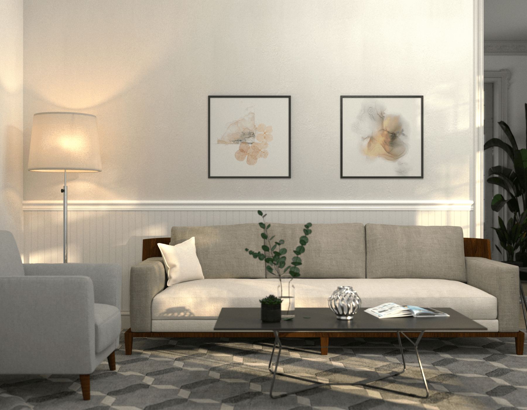 Living Room Beadboard Beaded White WC