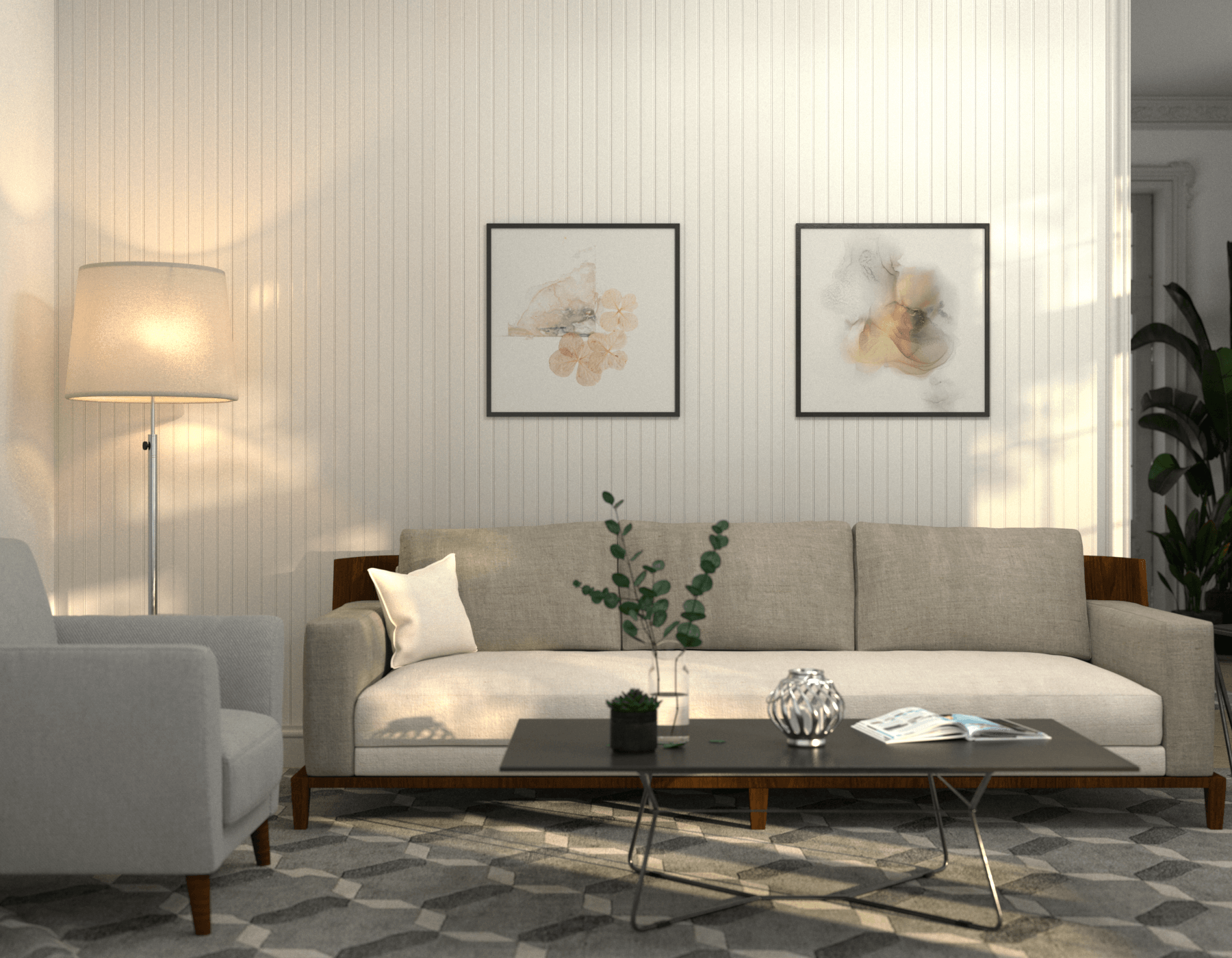 Living Room Beadboard EZ Paintable