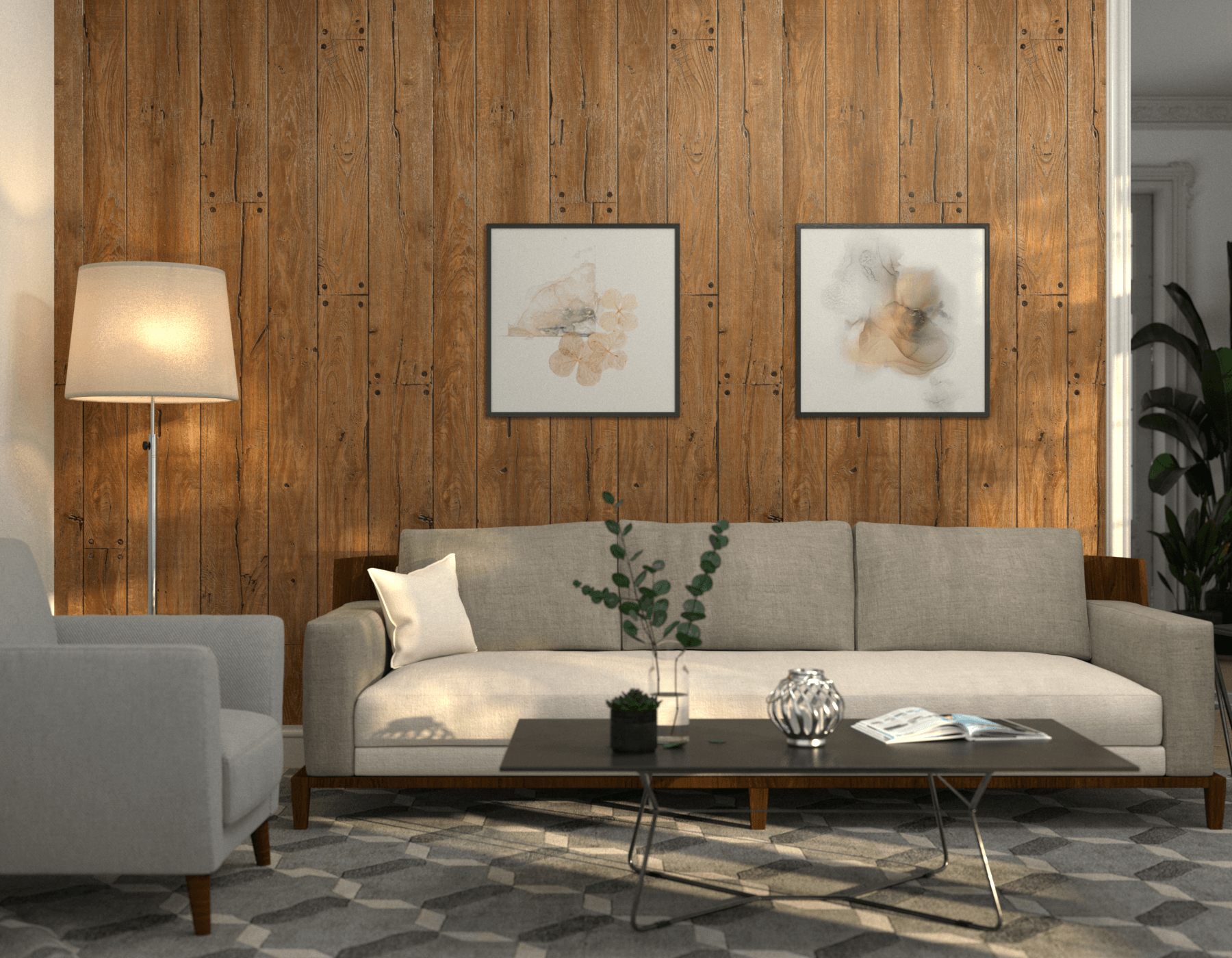 Living Room Wood Cabin Creek