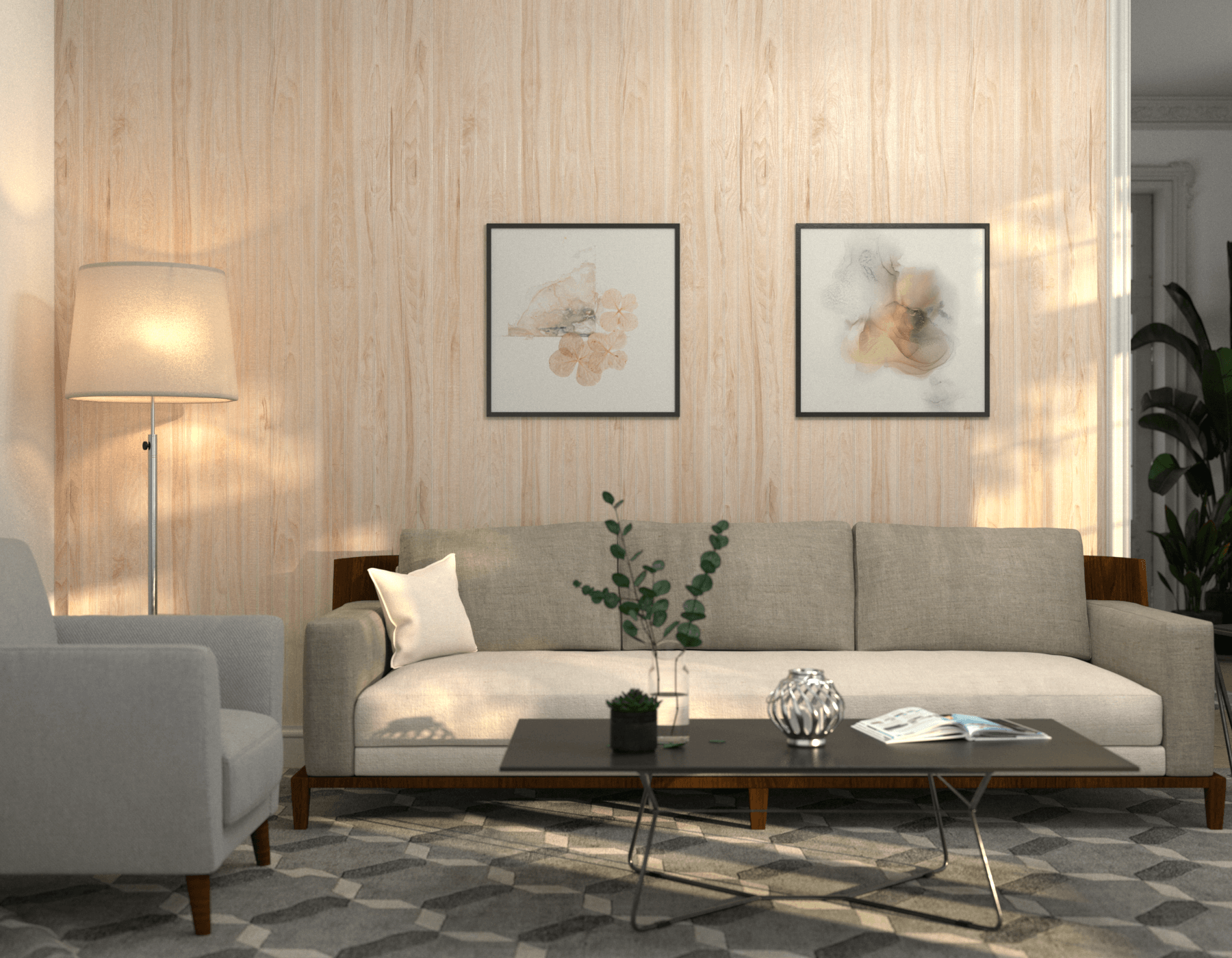 Living Room Wood Frosted Maple