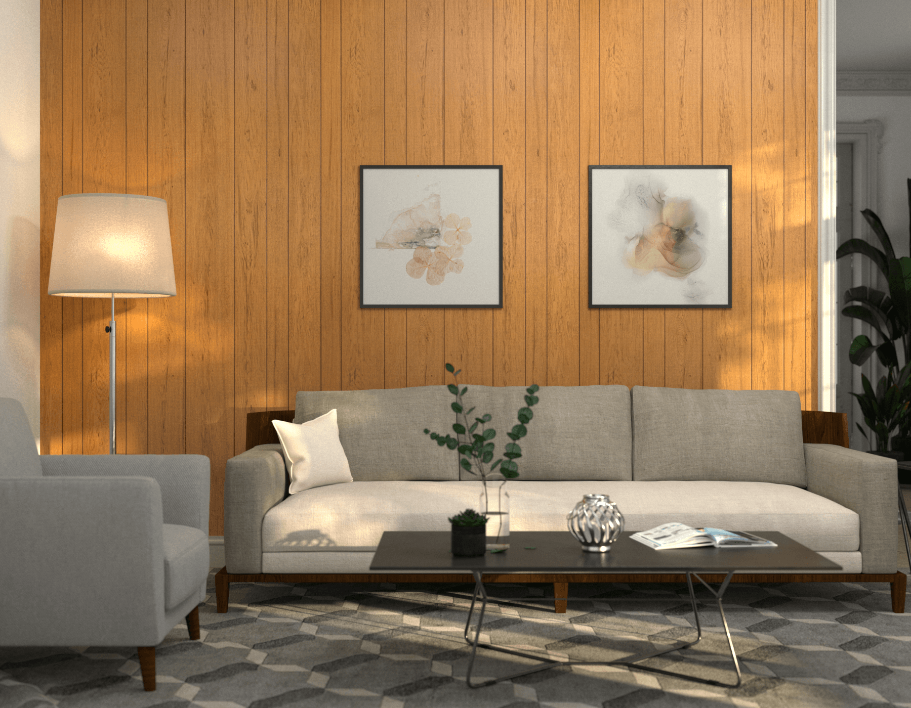 Living Room Wood Santa Fe Hickory