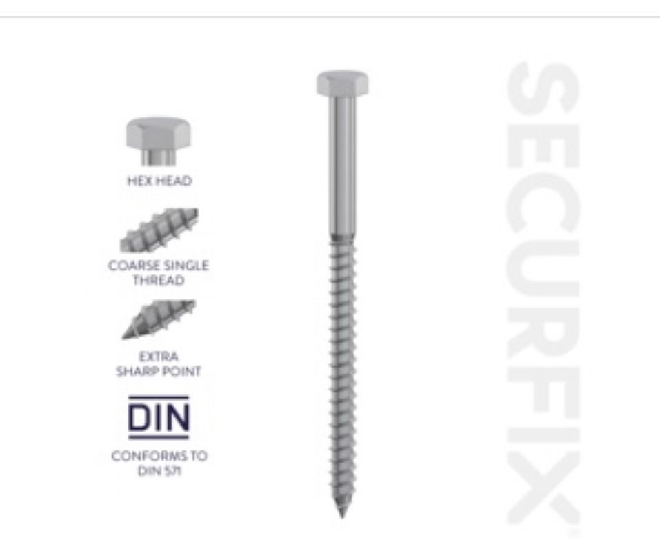 Securfix Coach Screws DIN571 M6 x 50mm